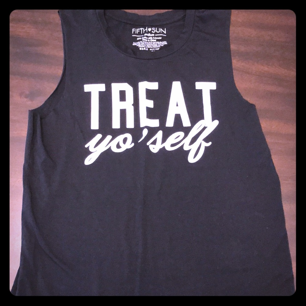 NWOT Black Treat yo’self Tank